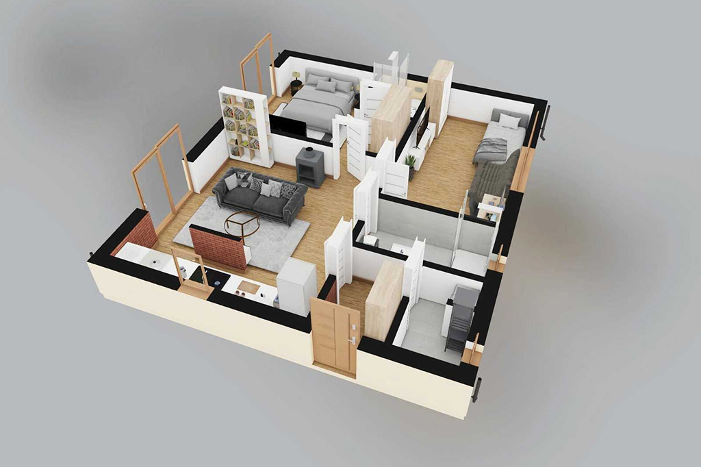 Projekt domu Maltis 2 L-6866 - rzut 3D parteru