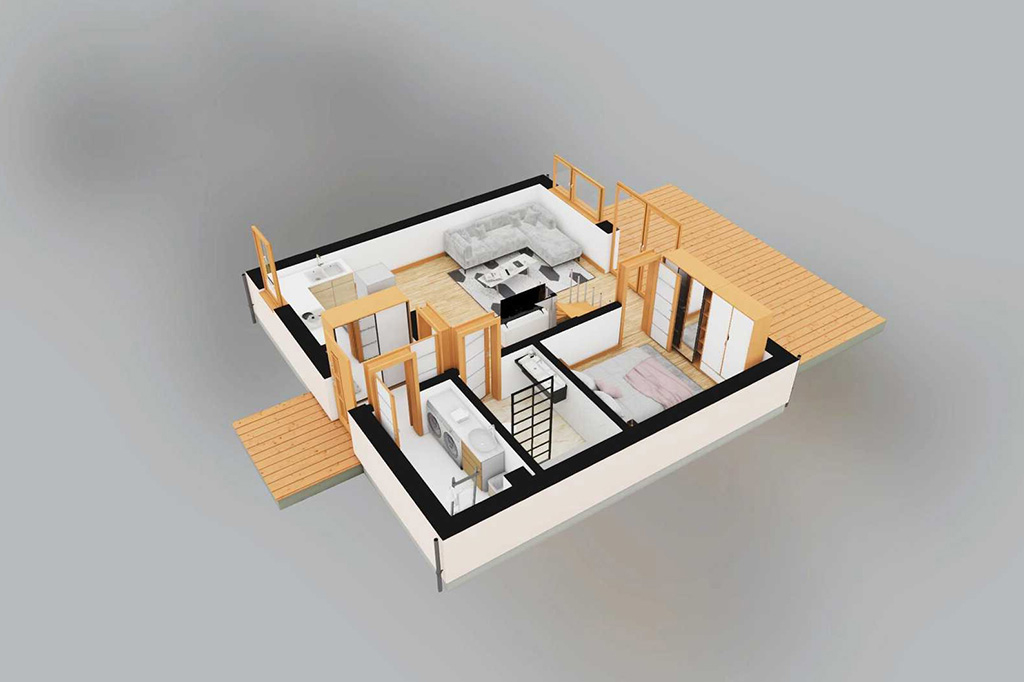 Projekt domu Natino 2 L-6868 - rzut 3D parteru