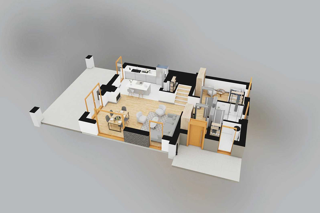 Projekt domu Paren 2 L-6872 - rzut 3D parteru