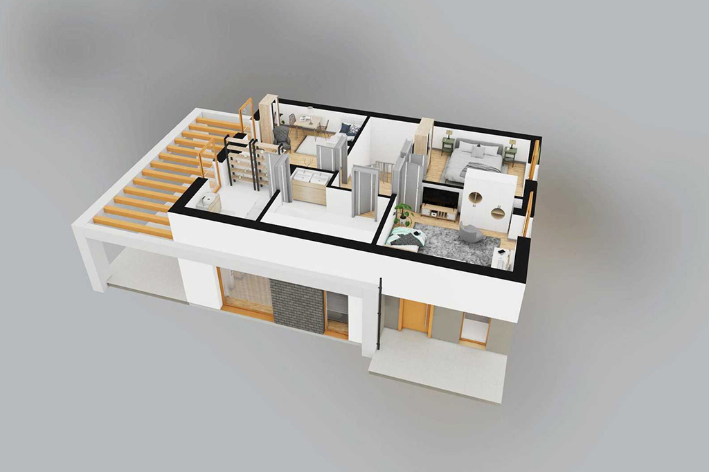 Projekt domu Paren 2 L-6872 - rzut 3D poddasza