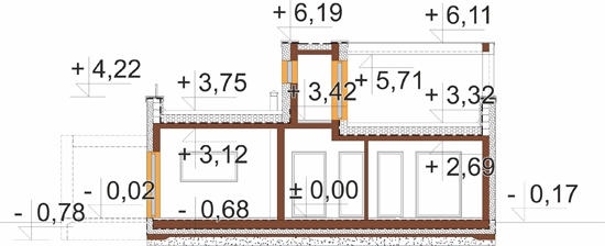 Projekt domu Atra 2 L-6875 - przekrój A-A