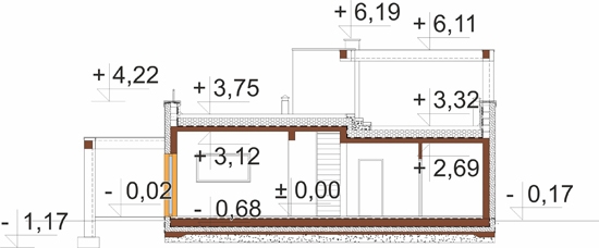 Projekt domu Atra 2 L-6875 - przekrój B-B