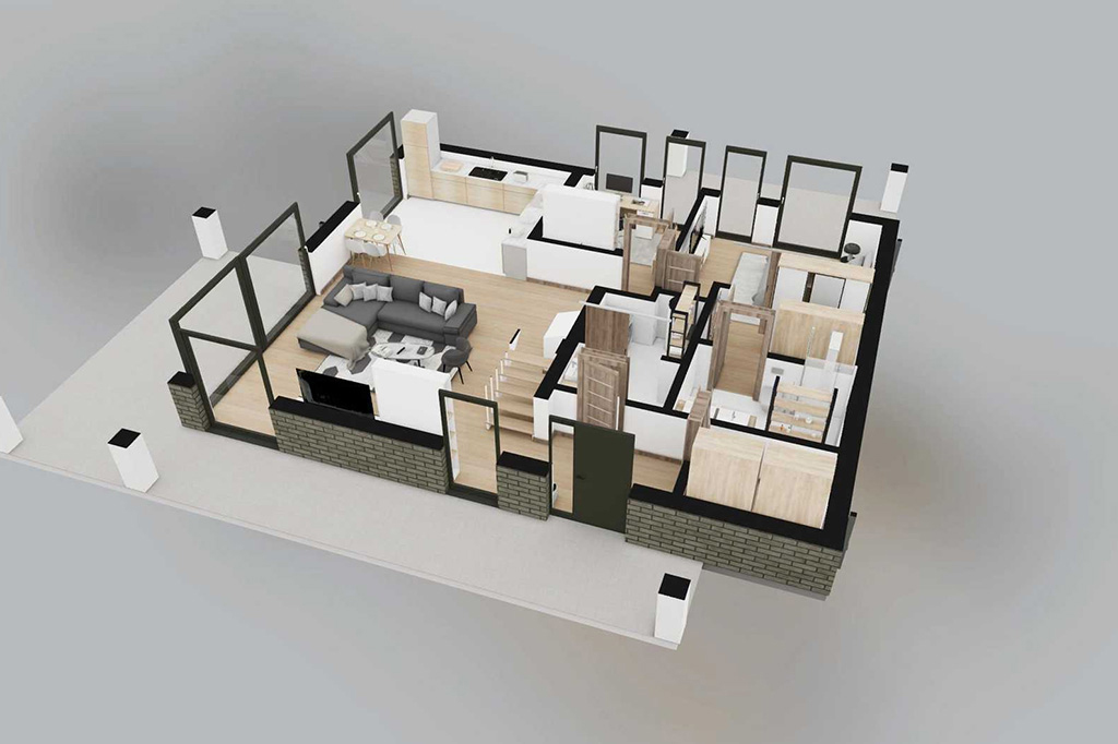 Projekt domu Atra 2 L-6875 - rzut 3D parteru