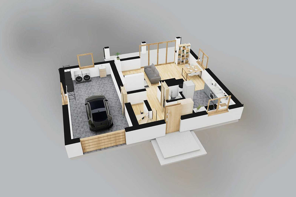 Projekt domu Santonio 2 L-6878 - rzut 3D parteru