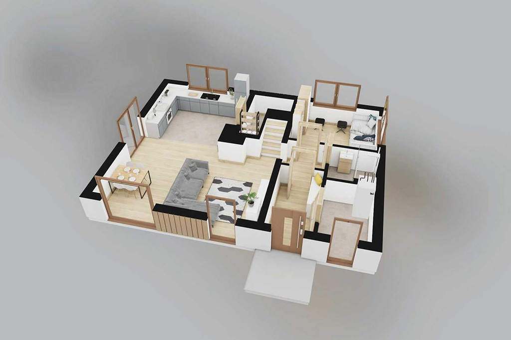 Projekt domu Emesa 2 L-6879 - rzut 3D parteru