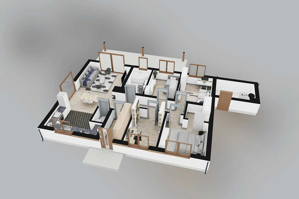 Projekt domu Lucus 2 L-6880 - rzut 3D parteru