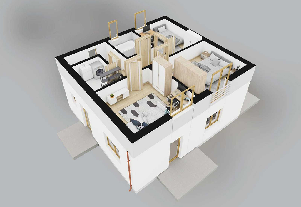 Projekt domu Trimon 2 L-6881 - rzut 3D poddasza