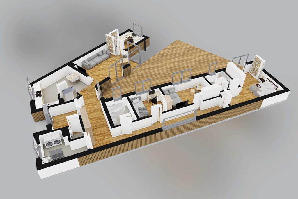 Projekt domu Nolla 2 L-6882 - rzut 3D parteru