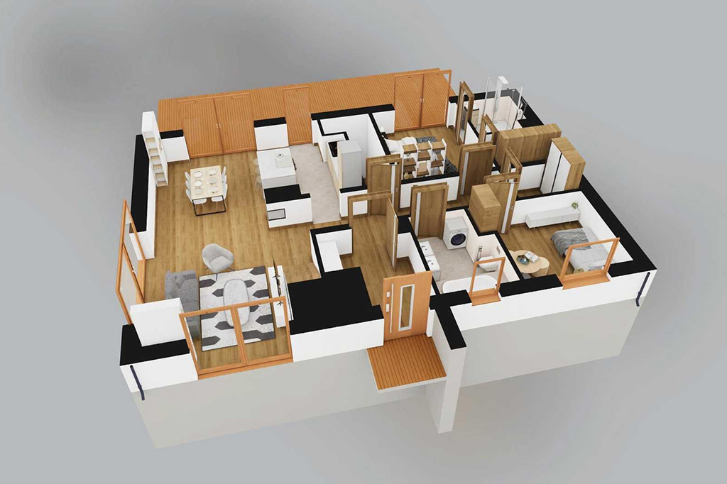 Projekt domu Xantus 2 L-6886 - rzut 3D parteru