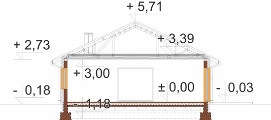 Projekt domu Erugia 2 L-6887 - przekrój A-A