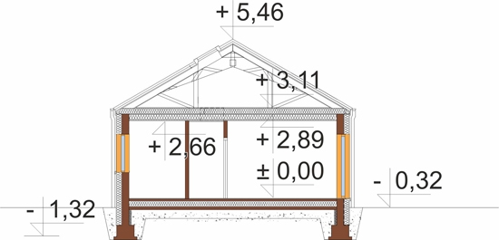 Projekt domu Rodanos 2 L-6890 - przekrój A-A