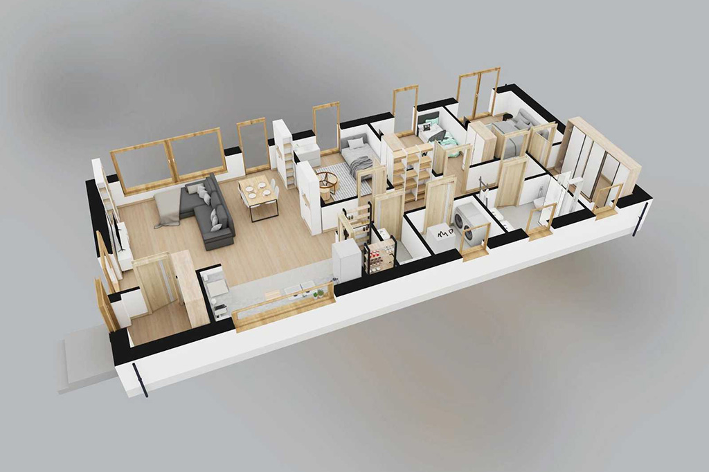 Projekt domu Rodanos 2 L-6890 - rzut 3D parteru