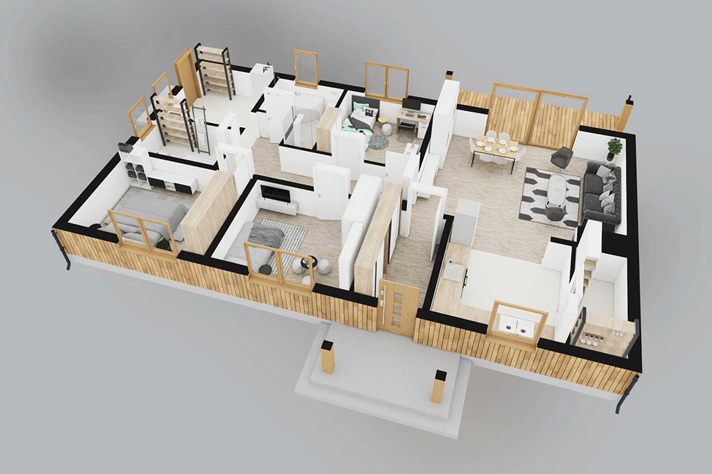 Projekt domu Siluris 2 L-6893 - rzut 3D parteru