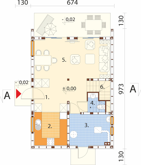 Projekt domu Vetera 2 L-6904 - rzut parteru