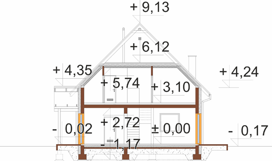 Projekt domu Rafe 2 L-6905 - przekrój A-A