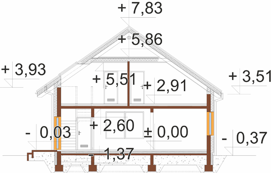 Projekt domu Elillo 2 L-6906 - przekrój B-B