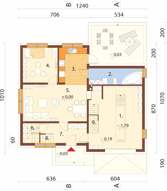 Projekt domu Elillo 2 L-6906 - rzut parteru