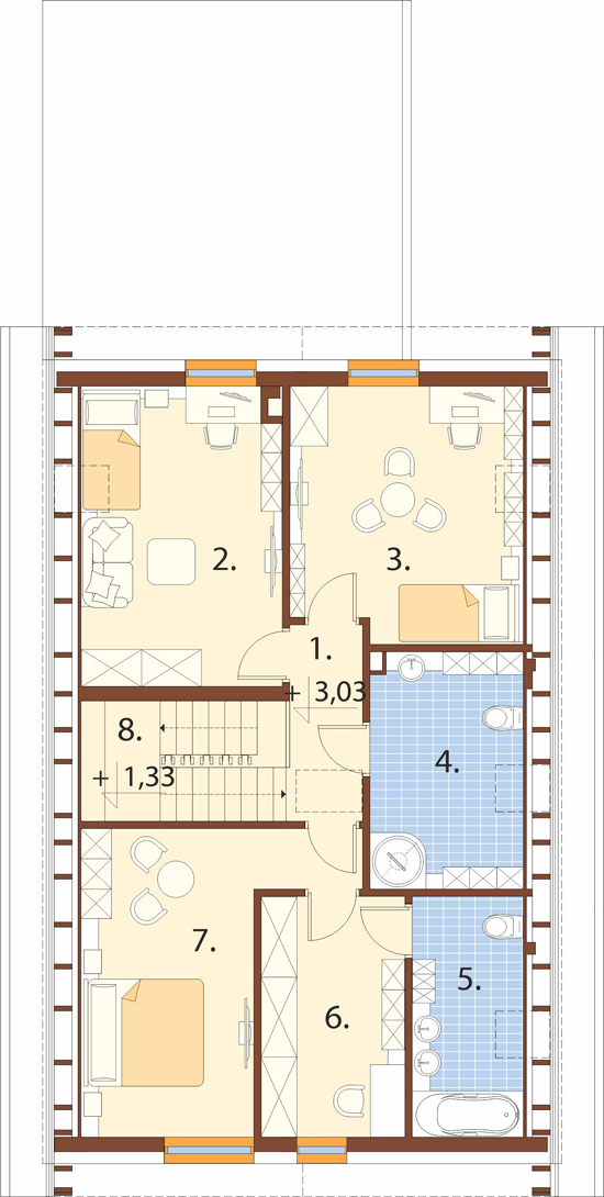 Projekt domu Aveno 2 L-6911 - rzut poddasza