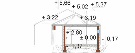Projekt domu Ragon 2 L-6912 - przekrój A-A