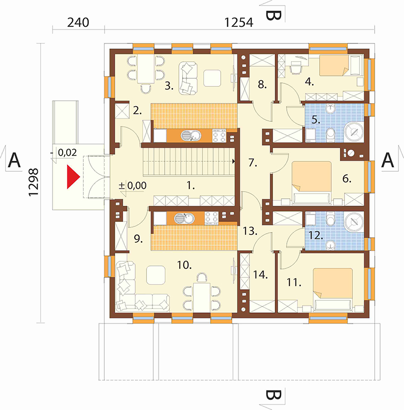 Projekt domu Vicus 2 L-6913 – rzut parteru