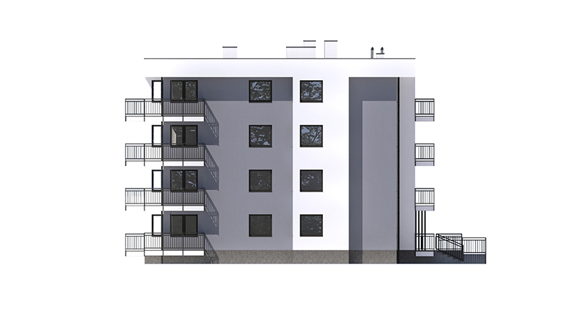 Projekt budynku wielorodzinnego L-6915 – elewacja lewa