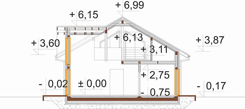 Projekt domu Ennea 2 L-6916 - przekrój A-A