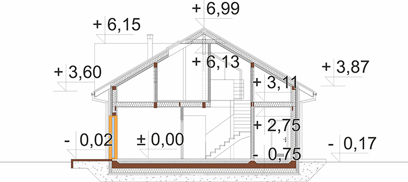 Projekt domu Ennea 2 L-6916 - przekrój B-B