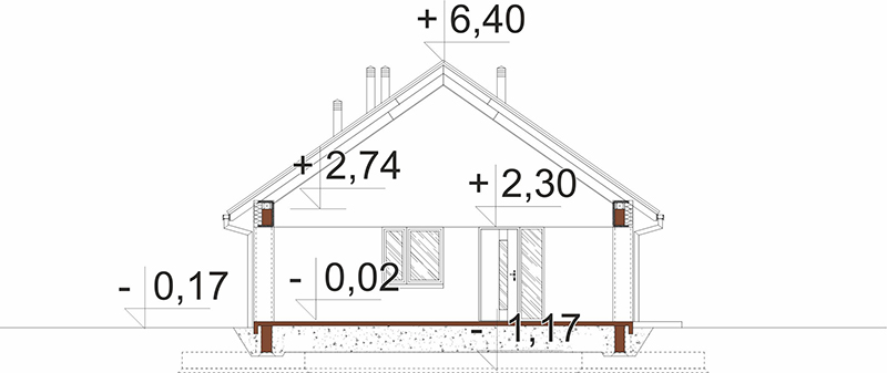 Projekt domu Irpi 2 L-6920 - przekrój B-B