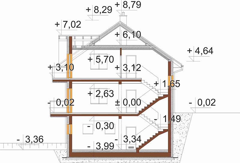 Projekt domu Tomis 2 L-6922 – przekrój A-A