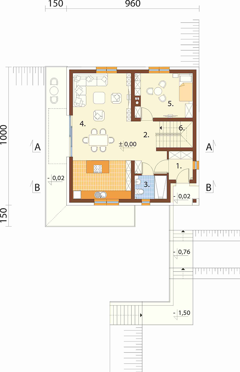Projekt domu Tomis 2 L-6922 – rzut parteru