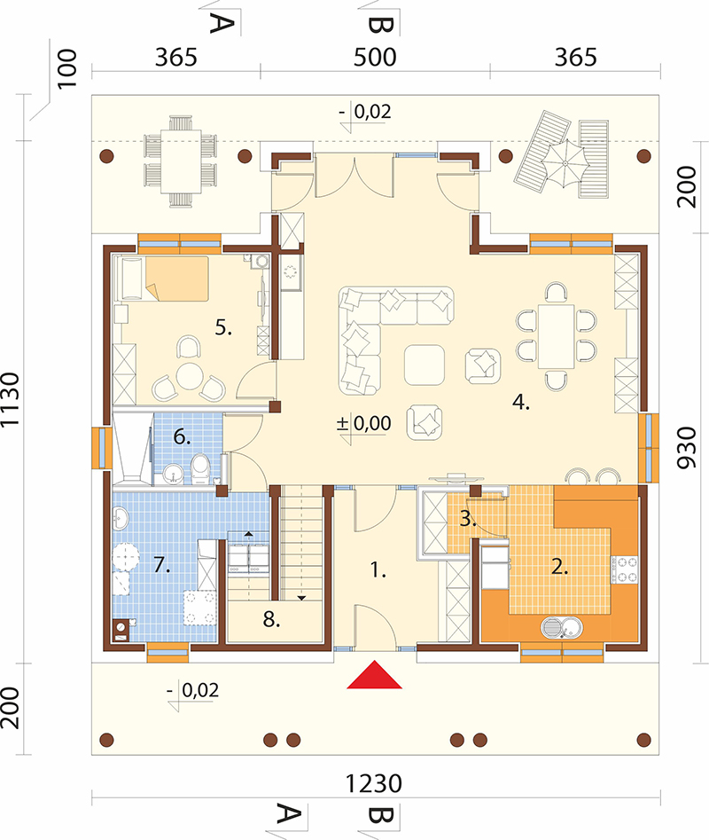 Projekt domu Unqa 2 L-6923 – rzut parteru