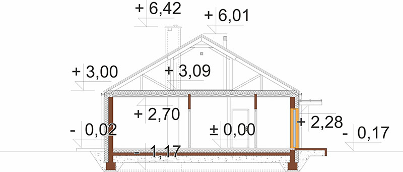 Projekt domu Metellin 2 L-6925 – przekrój B-B