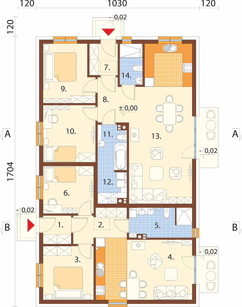Projekt domu Metellin 2 L-6925 – rzut parteru