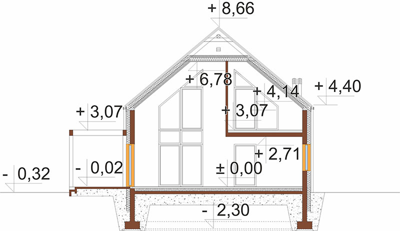 Projekt domu Xedo 2 L-6927 – przekrój C-C