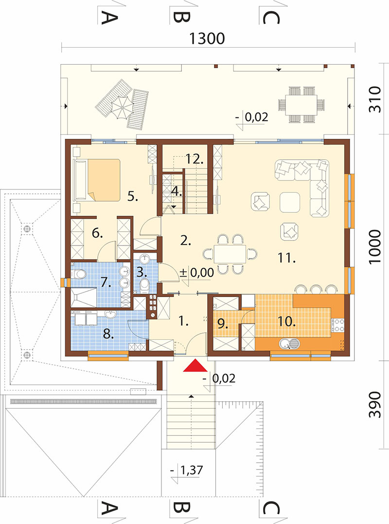 Projekt domu Xedo 2 L-6927 – rzut parteru