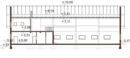 Projekt hali magazynowo-produkcyjnej LK-103 - przekrój C-C