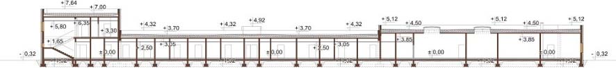 Projekt budynku zakładu opiekuńczo-leczniczego (ZOL) LK-109 - przekrój A-A