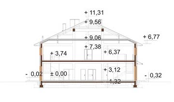 Projekt restauracji z motelem LK-145 - przekrój B-B