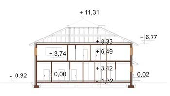 Projekt restauracji z motelem LK-145 - przekrój D-D