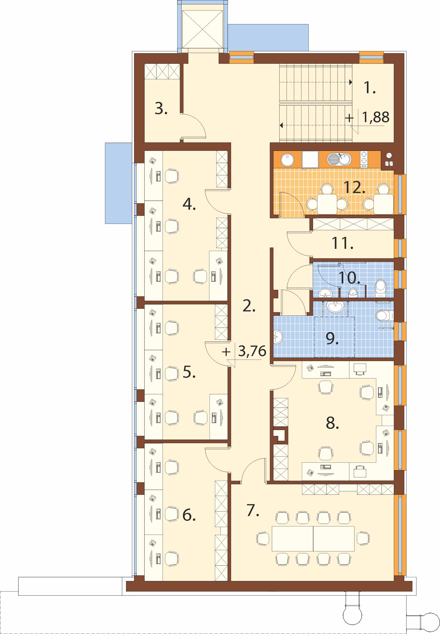 Projekt budynku biurowego LK-179 - rzut I piętra