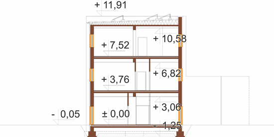 Projekt budynku biurowego LK-179 - przekrój B-B