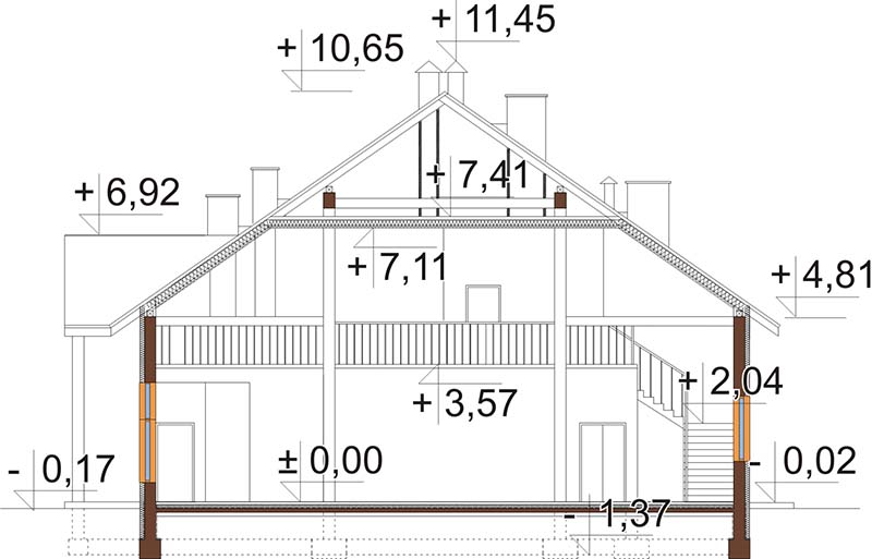 Projekt restauracji LK-24 B - przekrój A-A