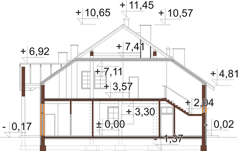 Projekt restauracji LK-24 B - przekrój B-B