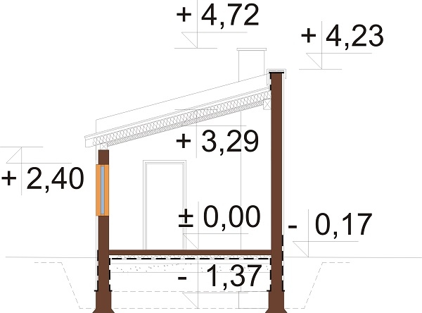 Projekt budynku gospodarczego LZG-119 - przekrój A-A