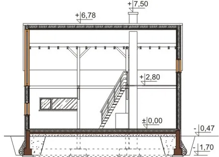 Projekt domu Przebiśnieżyn DM-6562 - przekrój B-B